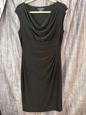Ralph Lauren Black Cowl Neck Midi Dress